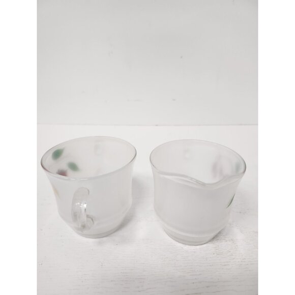 VTG Bartlett Collins Frosted Glass Strawberry Cream and Sugar Set Hand Painted - Picture 5 of 9